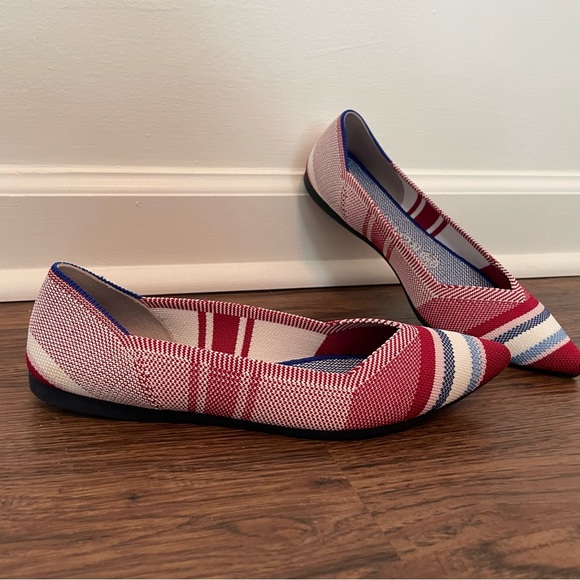 Rothys Retired Red Varsity Stripe Point Flats Sz 7.5 - Picture 5 of 14